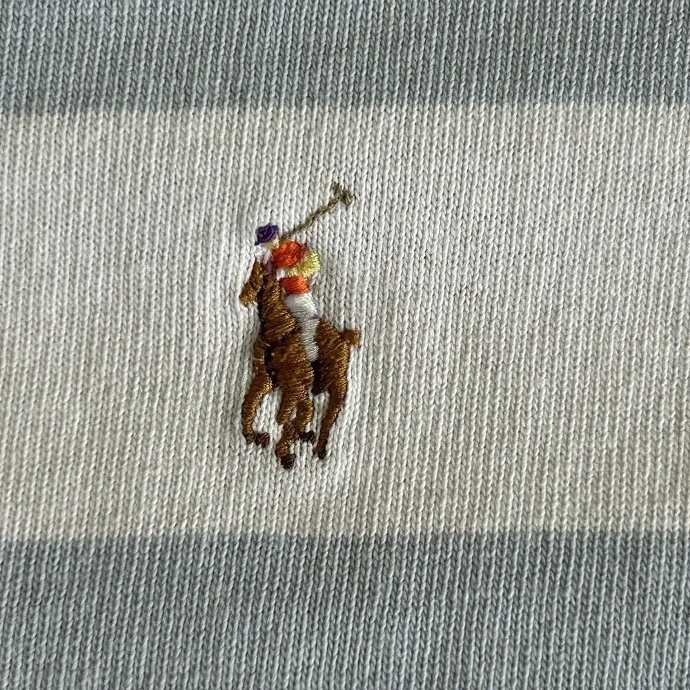 Polo Ralph Lauren Rugby Shirt 4XB Big Blue White Stripe Cotton Flesh Pony Preppy